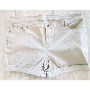Las Olas 16 Stretch Denim Cuff Shorts Bermuda 16 Cuffed Leg Color‎ TAN NWT